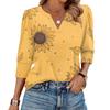 Women's Fashion Casual 3/4 Sleeve Print Shirt Women's V-Neck Tops