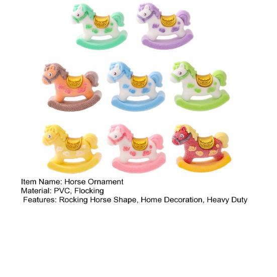 8Pcs Mini Rocking Horse Figurine Year of The Horse Statue Chinese Style Lucky Cartoon Horse Decoration Ornament New Year Gift
