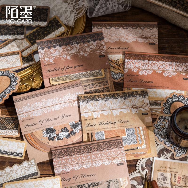 20 Sheets Irregular Lace Decorative Material Paper Vintage Scrapbooking Junk Journal DIY Craft Background Paper