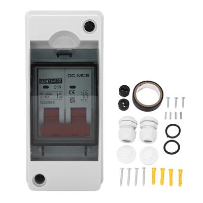 DC-Leistungsschalter 2P 50A Miniatur-Trennschalter IP65 Wasserdicht Solar-PV-Leistungsschalter 1000V