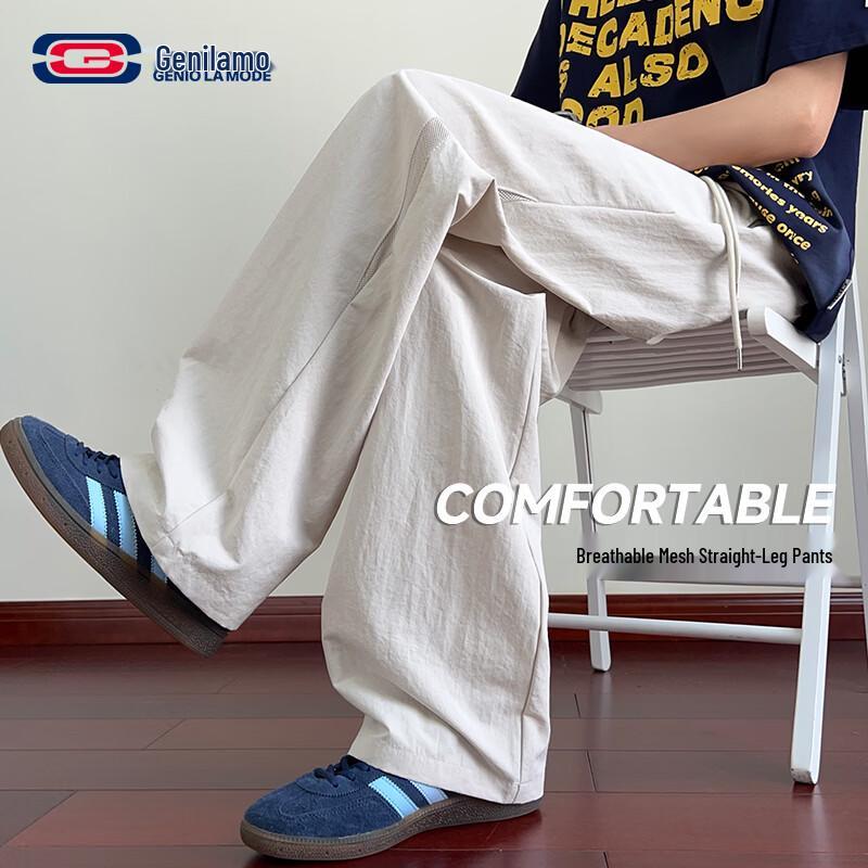 GENIOLAMODE Men s Casual Straight-Leg Athletic Pants M