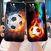 Fire Football Soccer Ball Phone Case for Apple iPhone 16 15 14 Plus 11 13 17 Pro Max 17Air 16e 17Pro Cases Soft Silicone Cover