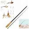 Cat Teaser Wand Toys Interactive Cat Feather Toy with 2 Birds and 3 Feather Refills Retractable Pole for Pet Lovers