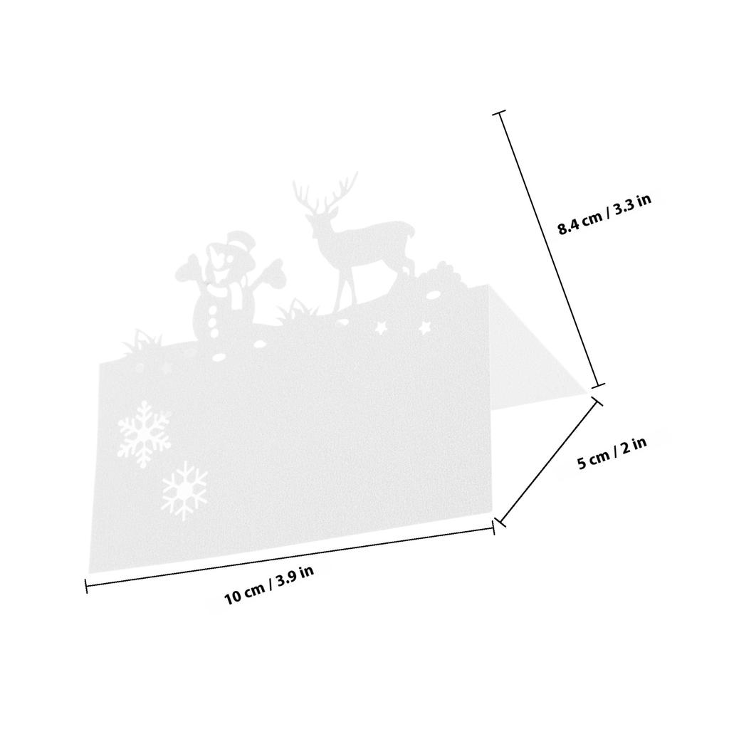50Pcs Tent Cards Festive Reindeer Snowman Theme Printable Surface Table Name Tags for Xmas Party Wedding Reception Seating