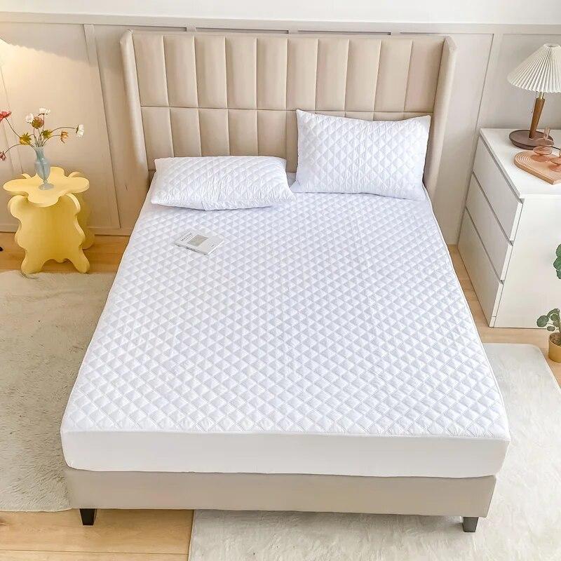 Drap-housse matelassé imperméable, respirant, silencieux, épais, prévention des taches, couvre-lit à carreaux, couvre-lit antidérapant