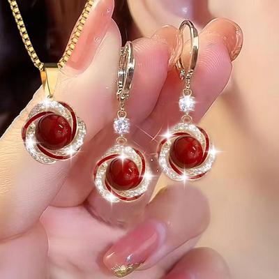 3ks Lesklé Luxusné Elegantné Módne Jednoduché Náhrdelník Náušnice Párty Pamätné Šperky Všestranné a Vynikajúce Vianočný Narodeninový Darček