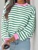 2026 Autumn/Winter Women's Round Neck Striped Long Sleeve Loose T-shirt