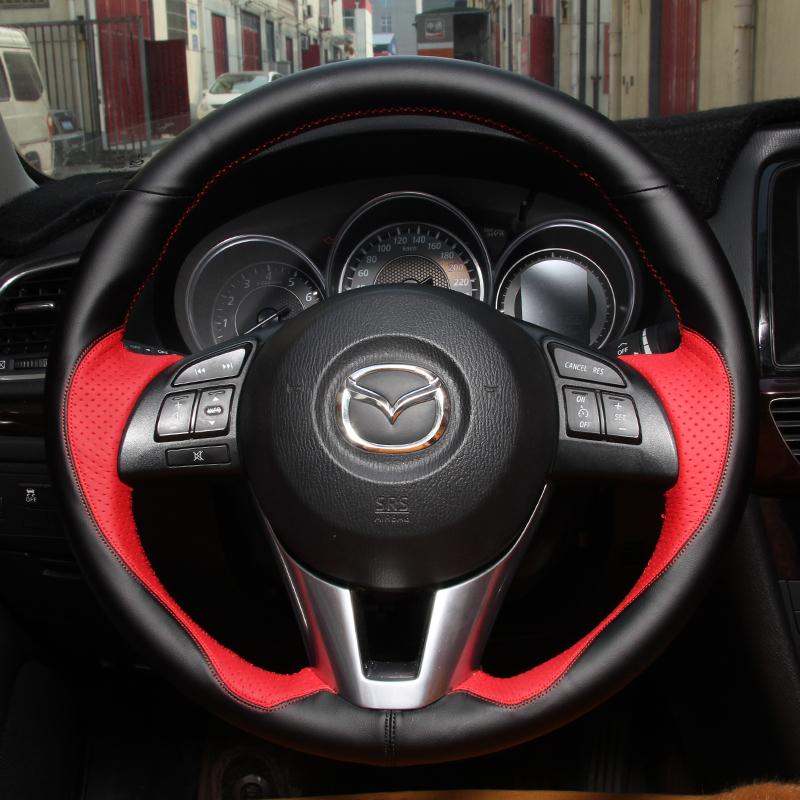 

Для Mazda 3 Axela Mazda 6 Atenza Mazda 2 CX-3 CX-5 2013-2017 Ручна прошивка Нековзка Спортивний стиль Чохол на кермо автомобіля style 3