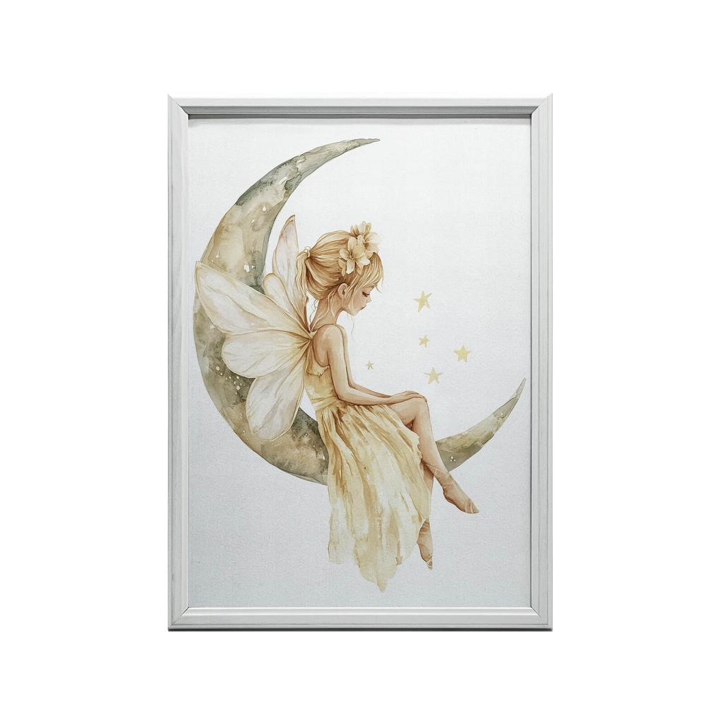 Wróżka Na Księżycu Wróżka Na Księżycu, 50X70 Cm, Rama Drewniana Jasny Dąb, Papier Matowy 230 Gsm