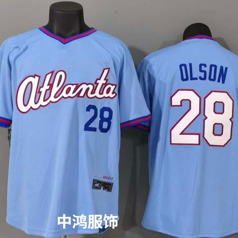 Unisex Baseball Jersey 2026 Warriors Team 28 Olson Light Blue City Edition Embroidered Short Sleeve Sport Shirt
