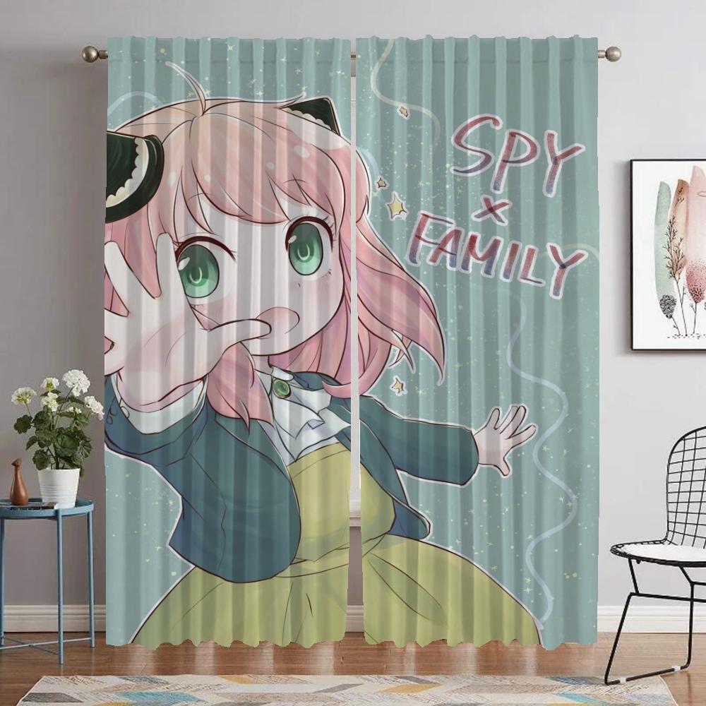 Halloween Decoration Spy X Family Blackout Curtain for Room 2 Panel Elegant Room Curtains Tulle for Bedroom Shades Partition
