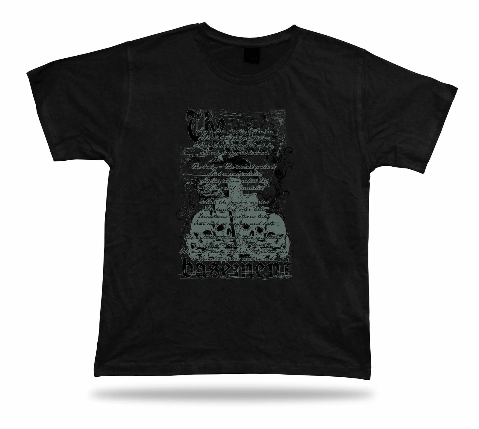 Tshirt Tee Shirt Birthday Gift Idea Basement Script Skulls Gothic Retro Classic L