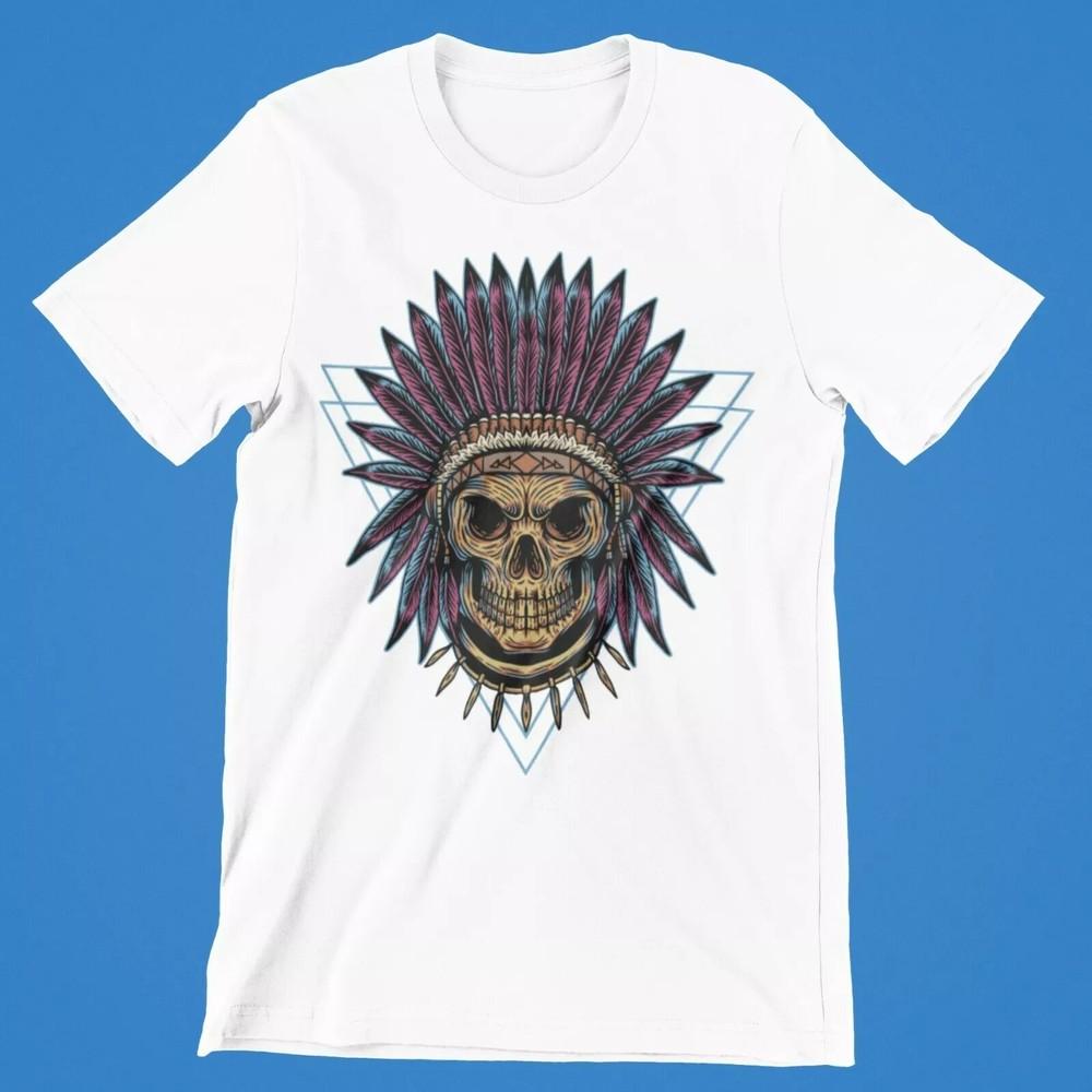 

Indian Skull Design T-Shirt Retro Cool Gift Tee Movie Cartoon 80s UK Unisex T-Shirt S