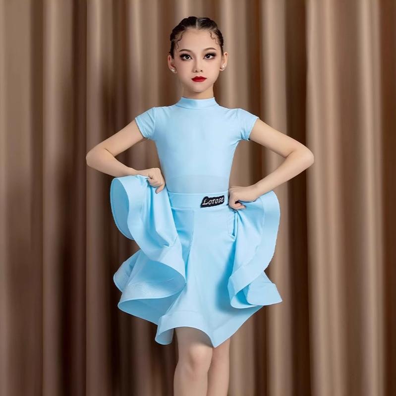 Children Professional Latin Dance Dress Girls Ballroom Dancing Dresses Rumba Cha Cha Samba Practice Dress Latin Performance