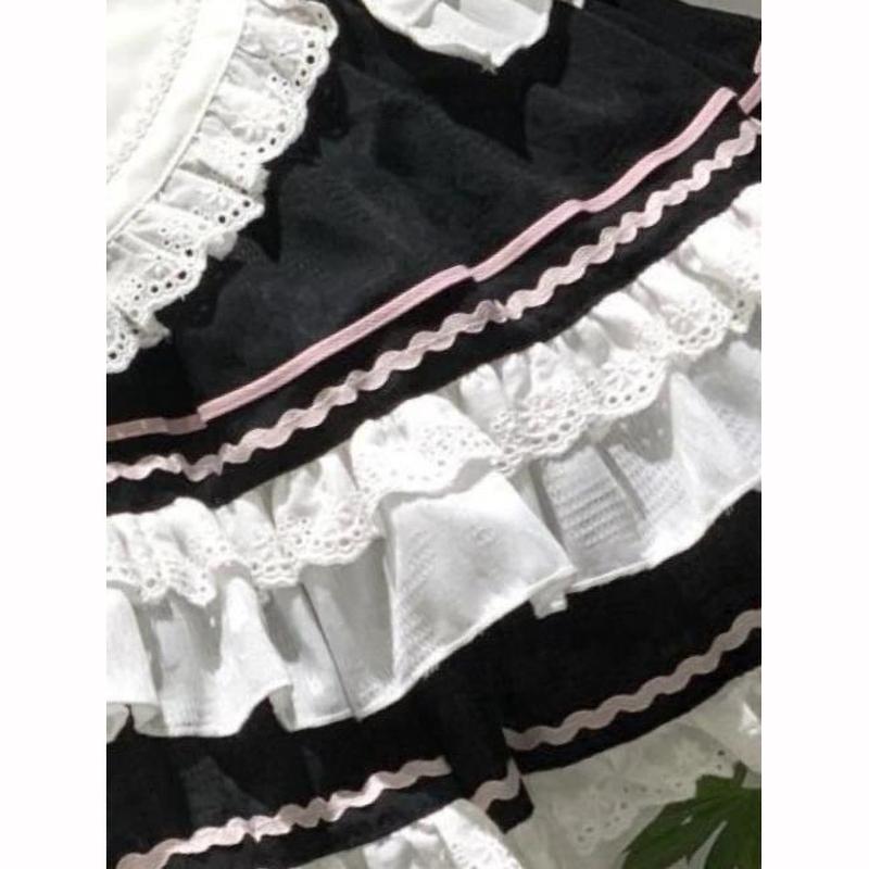 Frühlings Lolita Retro Elegant Süß Minirock Anzüge Damen Y2k Spitze Harajuku Schleife Prinzessin Outfits