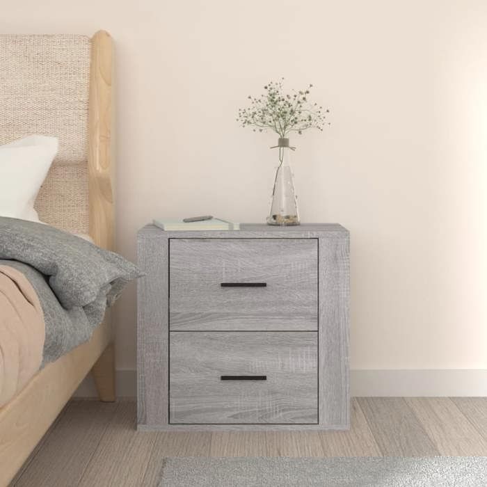 816862 vidaXL Wall-mounted Bedside Table Sonoma Grey 50x36x47 Cm
