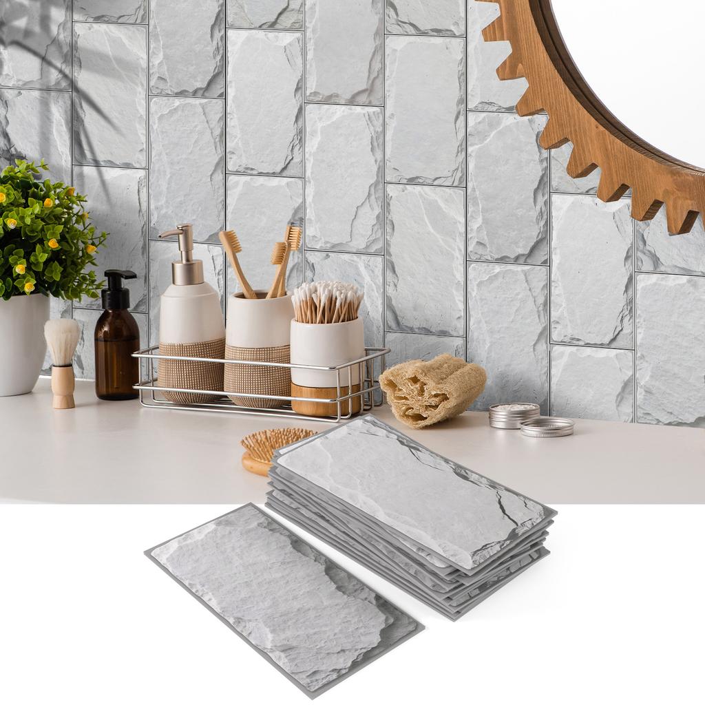 Stone Pattern Pe Foam Thickened Tile Sticker, Self-Adhesive Wall Sticker Waterproof And Oil-Proof Kitchen Bathroom Renovation Wallpaper