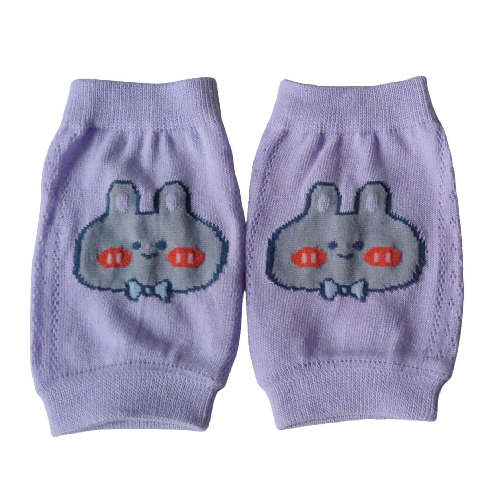 Breathable Combed Cotton Cartoon Rabbit Kids  Knee & Elbow Pads for Boys & Girls Small фиолетовый