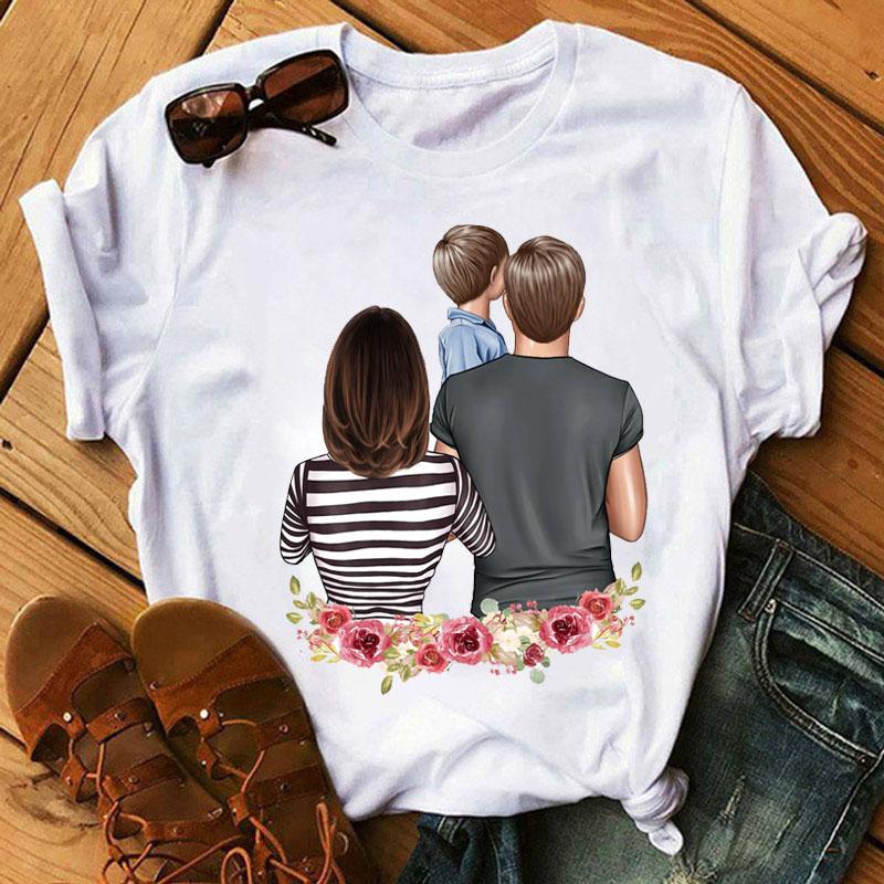 T-Shirts Women Family Mother Mom Dad Printing T-Shirt Casual 90S Fashion Trend Clothes Graphic Tshirt Tops Lady Female Cute Tees