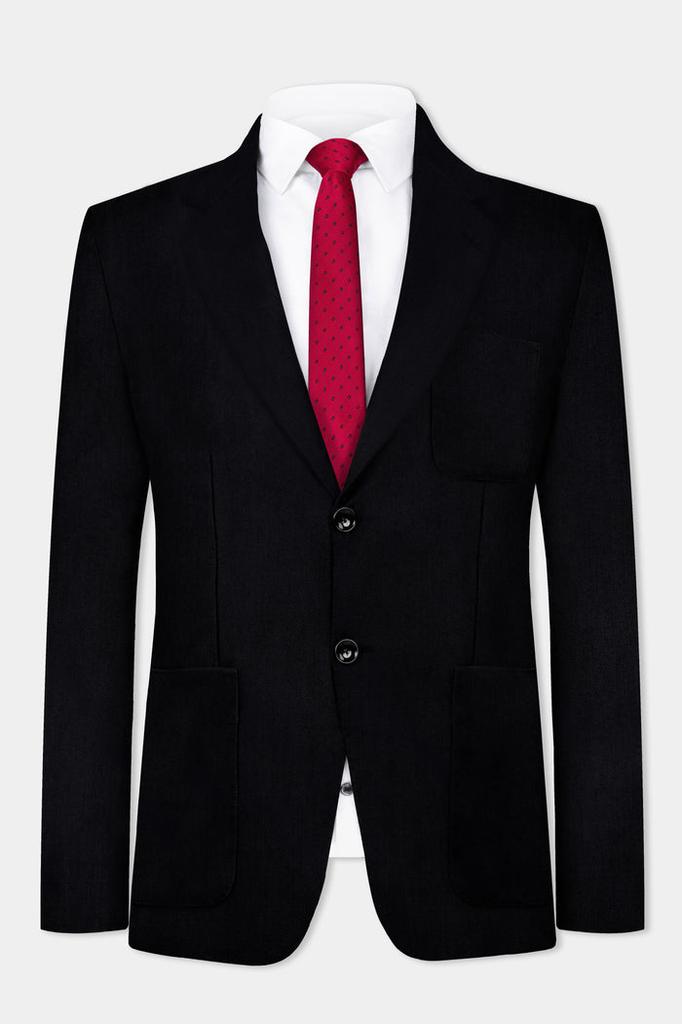 Jade Black Plain Solid Wool Blend Blazer