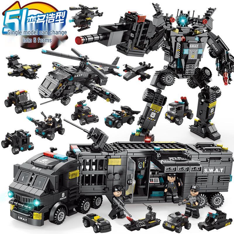 Lele Brothers Educational Building Blocks: Small Particle Robot Model Toy for Kids