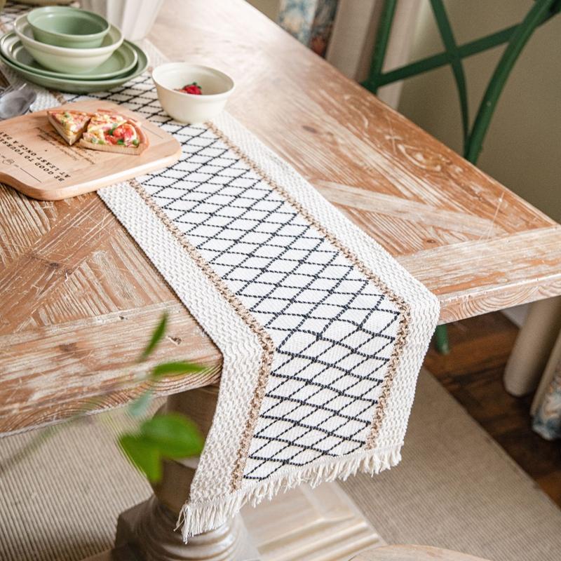 Table Flag Cotton Hemp Red Love Wedding Color Weaving Natural Material American Festival Party Dining Table Decoration