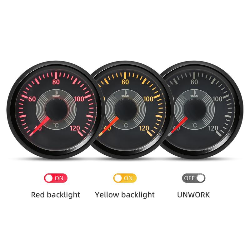 MAIMEIMI Red Yellow Light 2" 52MM Water Temperature Gauge with Temp Sensor 10MM Waterproof IP67 for Auto Car Boat Yacht 12V24V