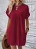 European and American Casual Batwing Sleeve Dress with Invisible Pockets (2024)