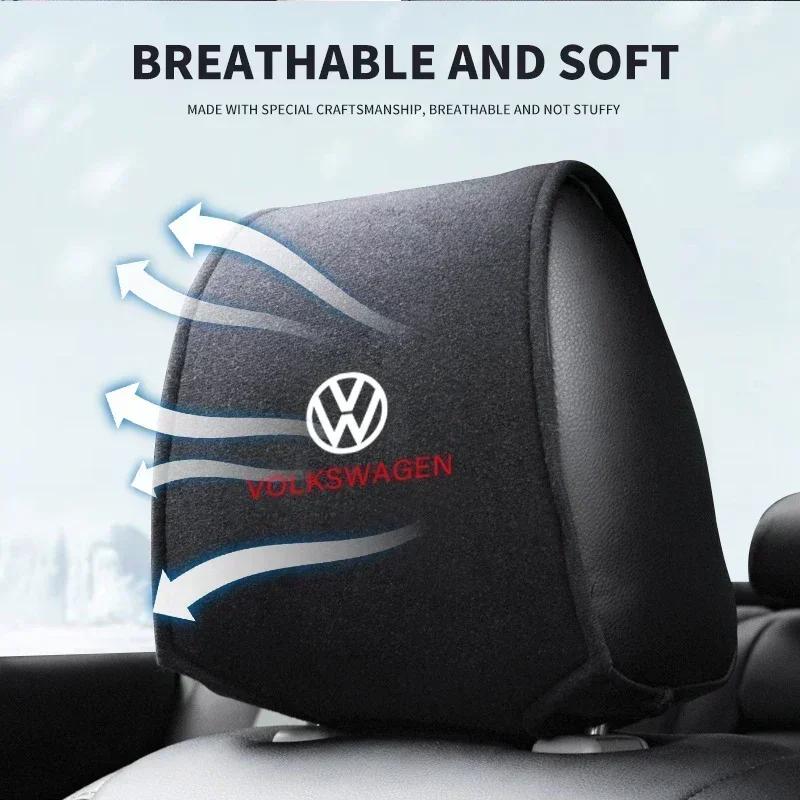Car Headrest Cover Seat Head Pillow Neck Headrest Cover For Volkswagen Polo Golf 3 4 5 6 7 8 6 T5 B4 B5 B6 B7 B8 MK4 MK5 MK6 MK7 MK8