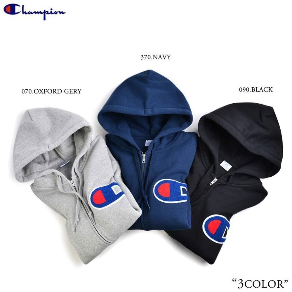 Champion Street Big C Logo Sagara Size S Men's Full-Zip Hoodie, Fleece-Lined, Style, Embroidered, Patch, Navy, (C3-E128)
