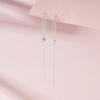 NEW Fashion Jewelry 925 Sterling Silver Long Tassel Chain Round Small Zircon Gold Plated Stud Earring Jewelry for Women