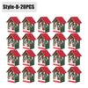 20PCS Christmas Decorations Creative DIY Assembled Cabin Painted Luminous House Christmas Tree Hanging Christmas Hut Ornaments