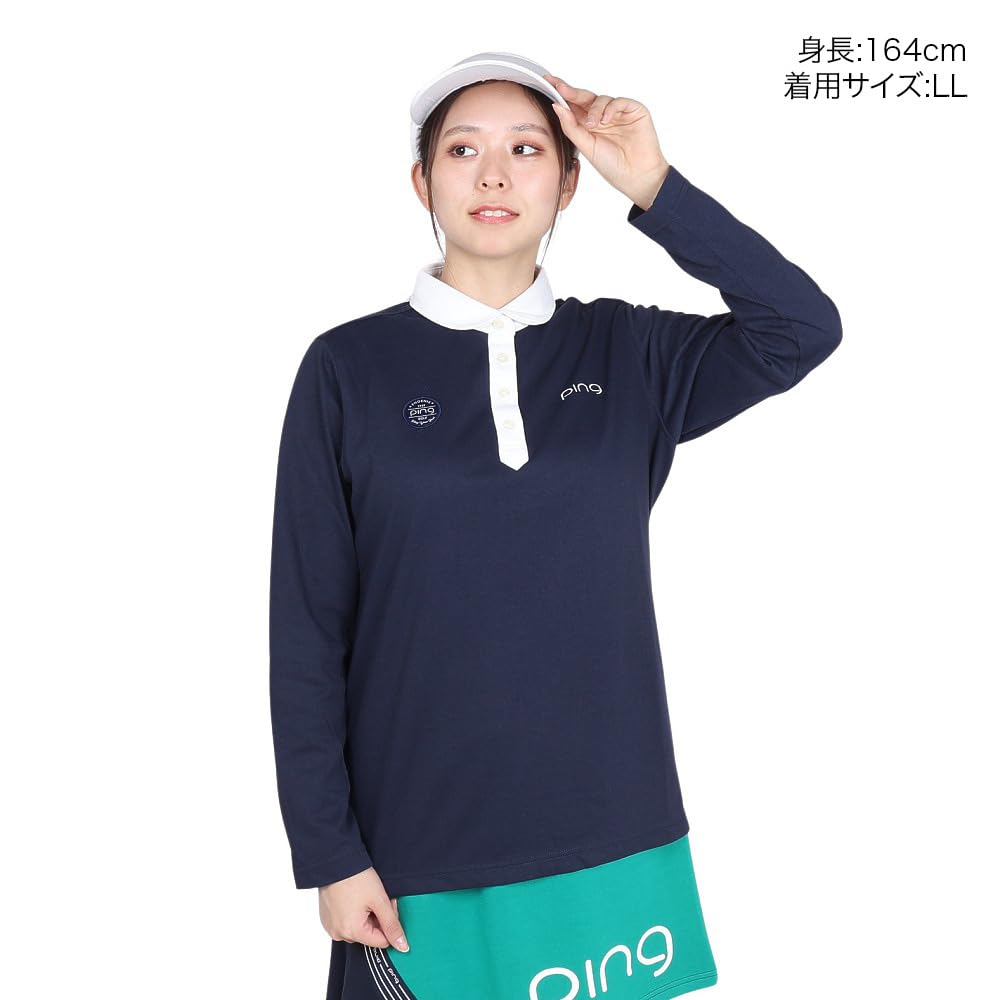 Ping Apparel Women's Long Sleeve Polo Shirt (Moisture-Wicking, Quick-Drying, UV Protection) / Golf / 622-4261900 120_Navy L