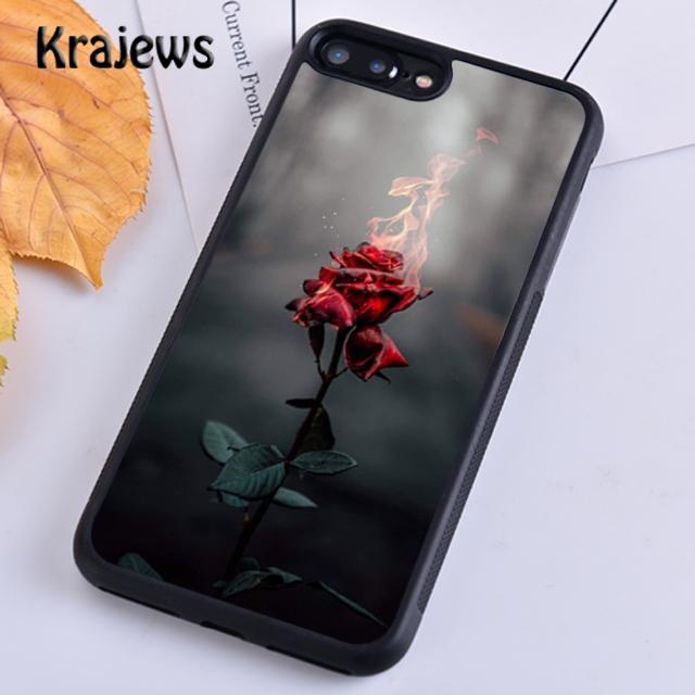 Krajews Burning Love Rose Soft Phone Case Cover For iPhone 14 5 SE 6s 7 8 Plus XR XS 11 12 13 Pro Max Samsung S21 S22ultra Plus