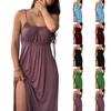 Women's Fashionable Casual Sleeveless French Sweet Summer Plus Size Drawstring Loose Suspender Dress, Lazy Color Long Dress With A High-end Feel