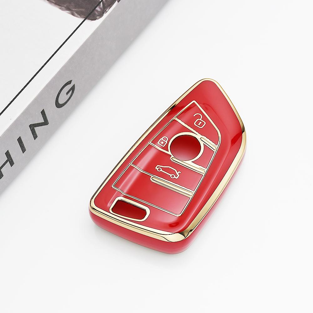 Gold Edge TPU Auto Shell Fob Keyless Car Key Case Cover For BMW 1 3 5 6 7 Series X1 X3 X5 X6 X7 G20 G30 G11 F15 F16 G01 G02 F48