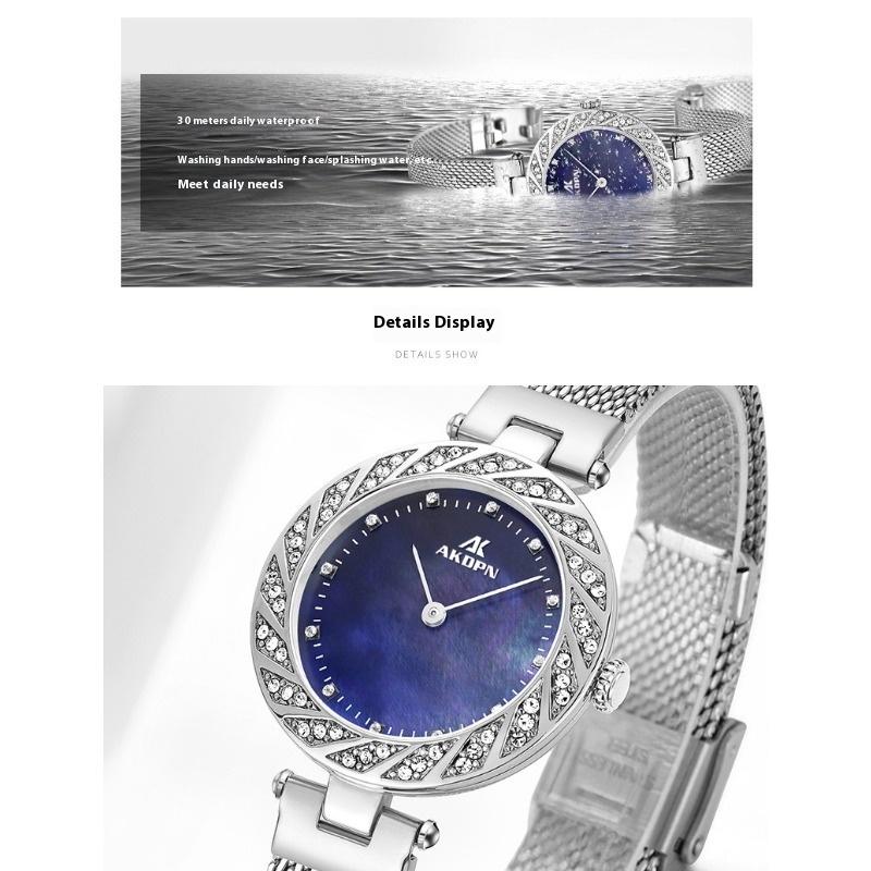 Top Brand Fashion Diamond Mesh Belt Women's Watch Light Luxury Quartz Wristwatch Waterproof Starry Sky Flow Diamond Exquisite Women's Watch