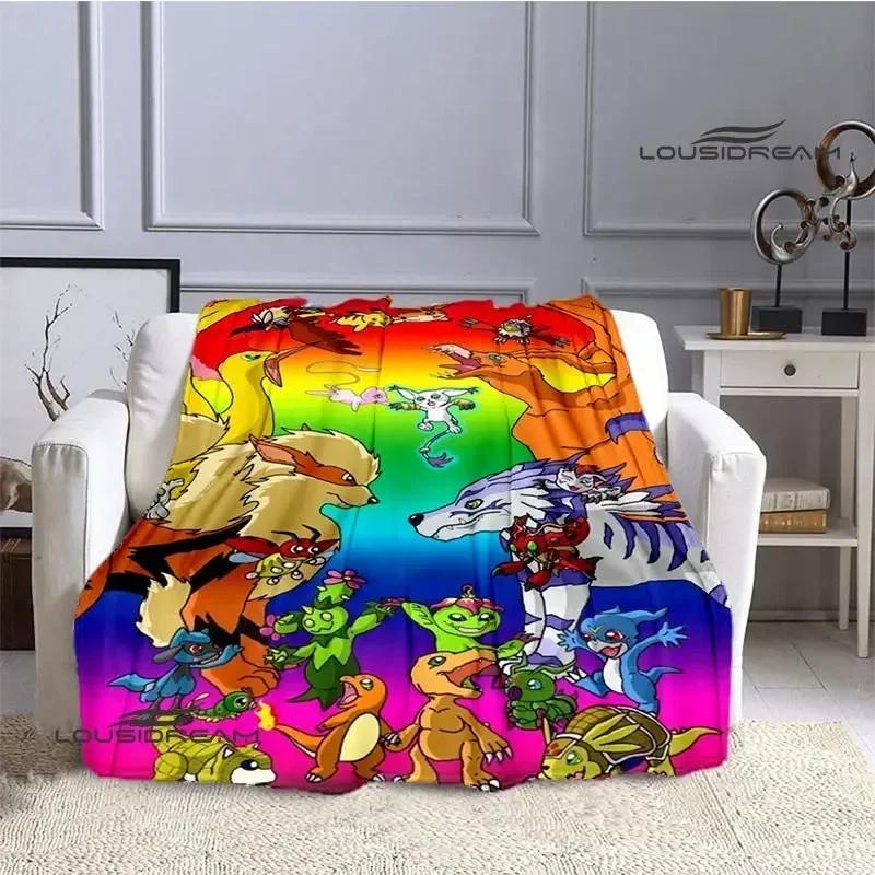 Coperta stampata cartone animato Digimon Coperta in flanella Coperta calda coperta da picnic Coperta da casa da viaggio fodere per letto Regalo di compleanno