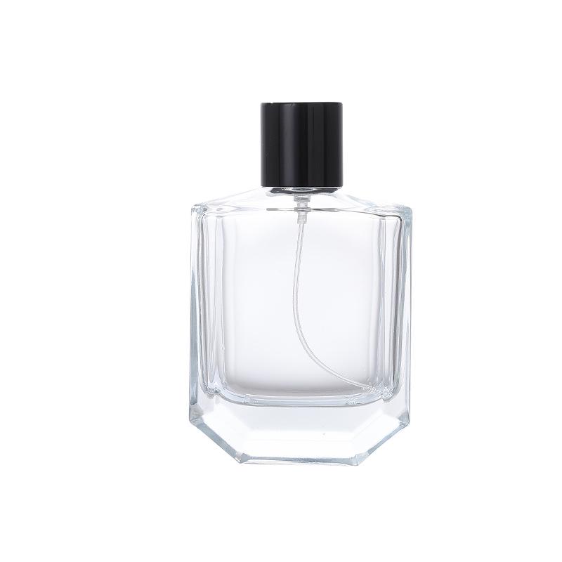 Flat Transparent Bayonet-Press Glass Perfume Bottle with Lid - Portable and Simple Spray Decanting Bottle