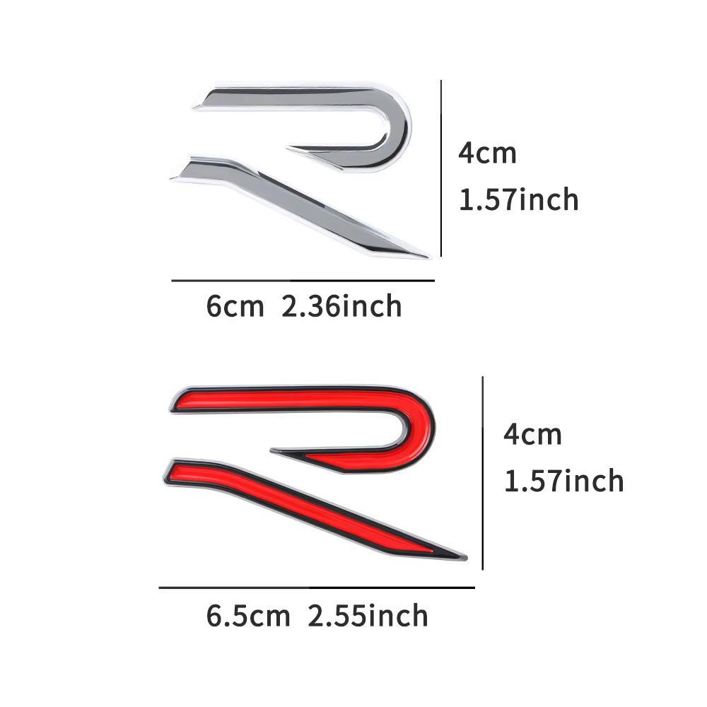 Car New R Badge Side Body Trunk 3D ABS Sticker Auto Refit Accessories For Volkswagen VW Polo Beetle Golf CC Touareg Passat Jetta yzk045