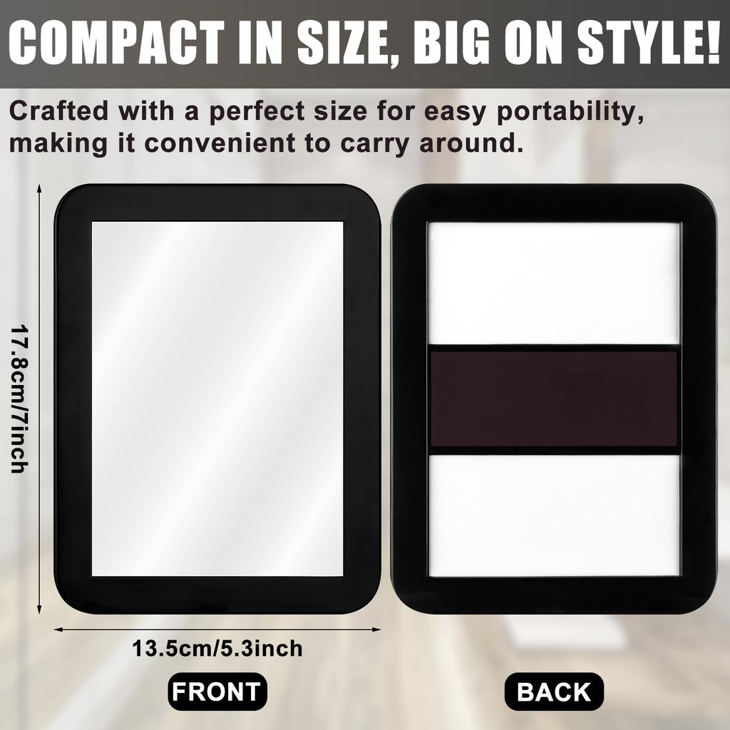 2 Pcs Magnetic Locker Mirror 5 X 7 Inches Black Small Rectangular Real Glass Mirrors Organizer For School Locker Bathroom Househ