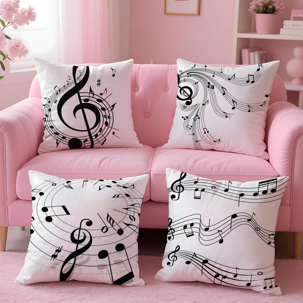 Sheet Music Printing Cushion Cover Pillow Case Soft Friendly Fabric & Concealed Zipper