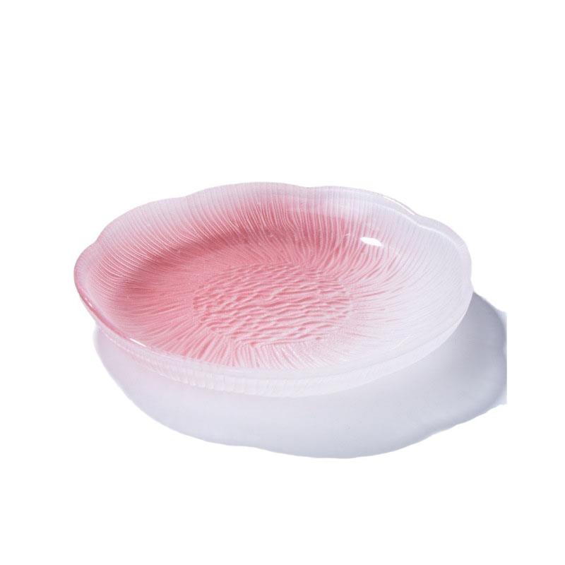 Gradual Color Flower Shaped Glass Plate Cake Dessert Dishes Salad Fruit Snack Tray Household Tableware Dinner Plate Tableware