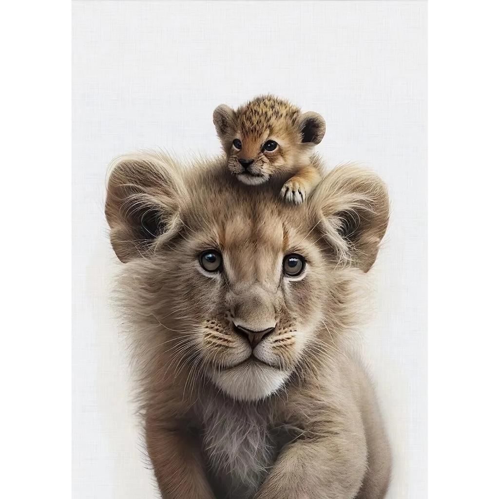 Animal and Their Cute Baby Poster Lion Elephant Koala Bear Owl Fox Canvas Painting Wall Art Pictures for Nursery Baby Room Decor