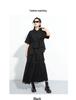 Dark Style A-Line Mesh Patchwork Skirt: Casual, Mid-Length, Elastic Waist, Irregular Flare