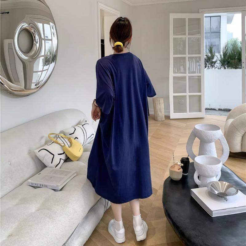 Women's T-shirt Dress Women Summer Over The Knee Loose Maternity Lazy Dress
