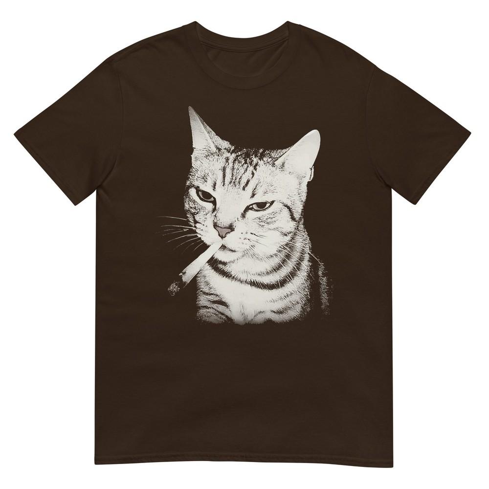Smoking Cat Cigarette Kitten Funny Meme Stupid Brainrot Tshirt