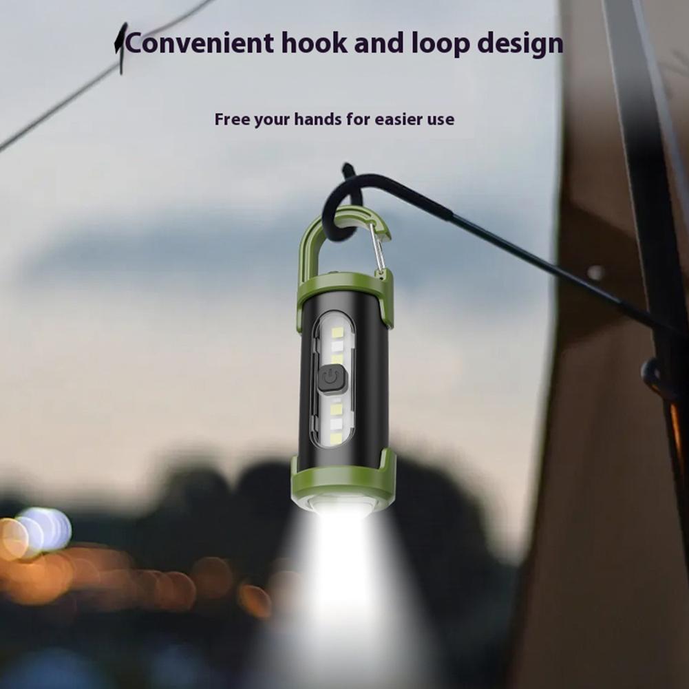 COB LED Nyckelring Ficklampa Multifunktionell Ficklampa Uppladdningsbar Ultralätt Campingficklampa för Utomhus Nödsituationer