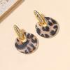 Exaggerated Vintage Acrylic Resin Earrings for Women Leopard Print Round Drop Earrings Jewelry KTY