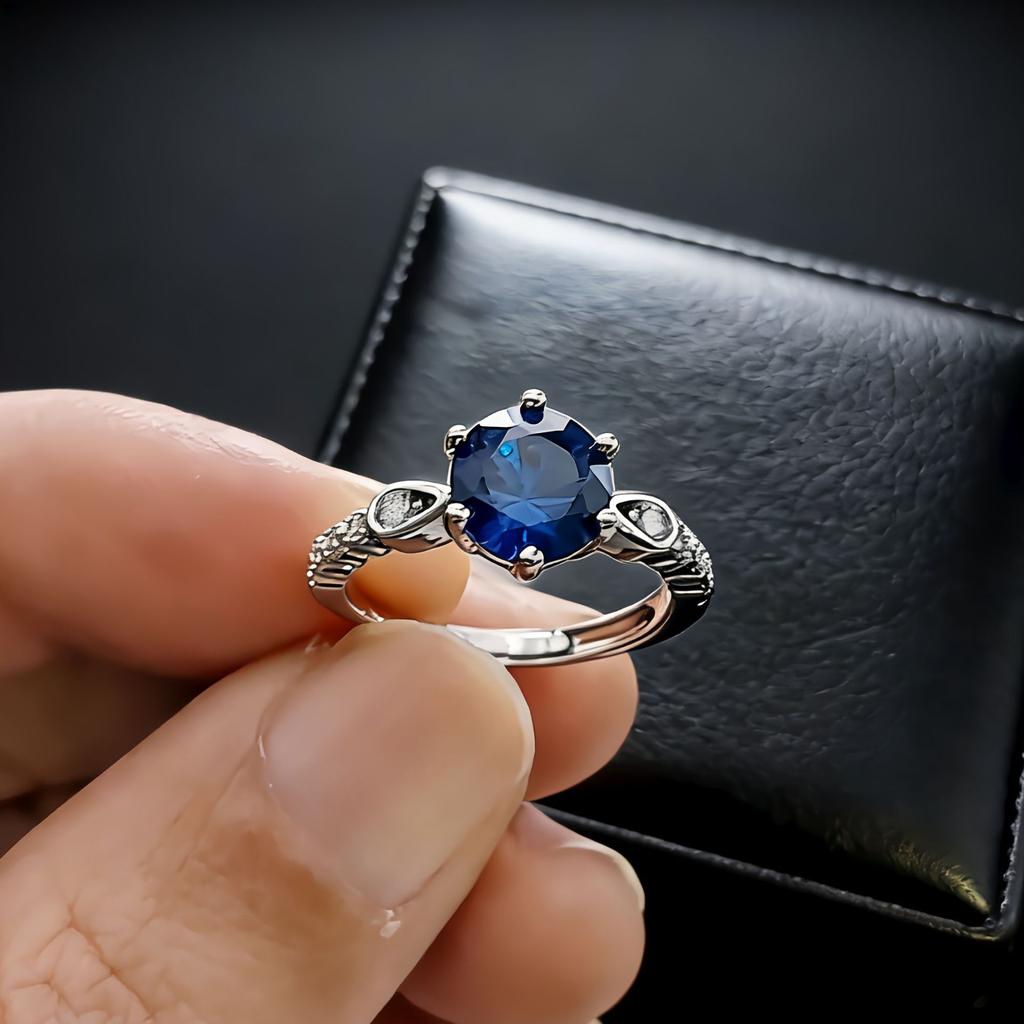 Jewelry Simulation Two Carat Ruby Sapphire Six-Claw Ring Light Luxury Emerald Treasure Ring